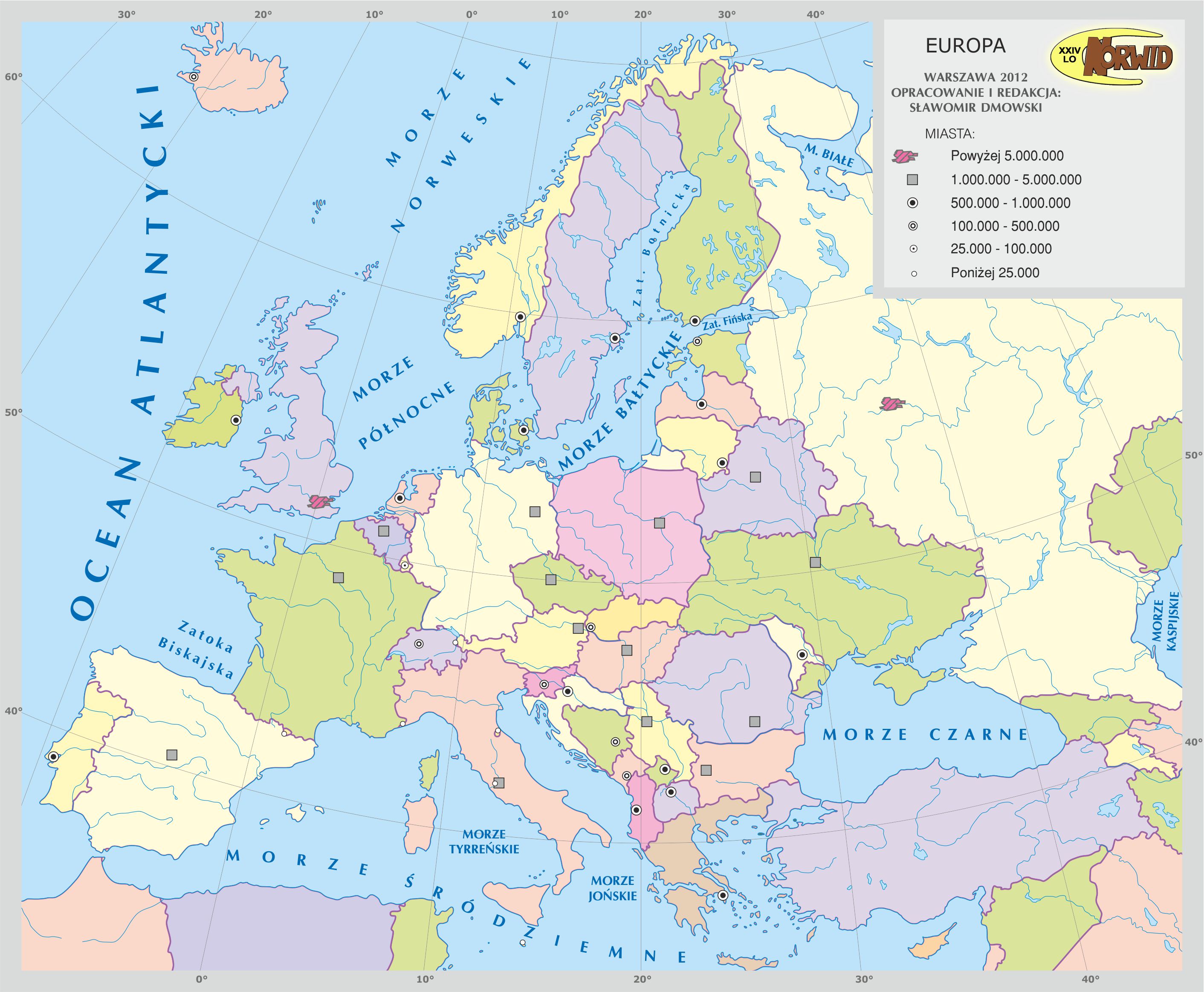 Mapa Konturowa Europy Z Nazwami Państw Mini Image: MAPA EUROPY