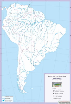 Mapa polityczna świata - Ameryka Południowa - mapa konturowa z białymi powierzchniami państw