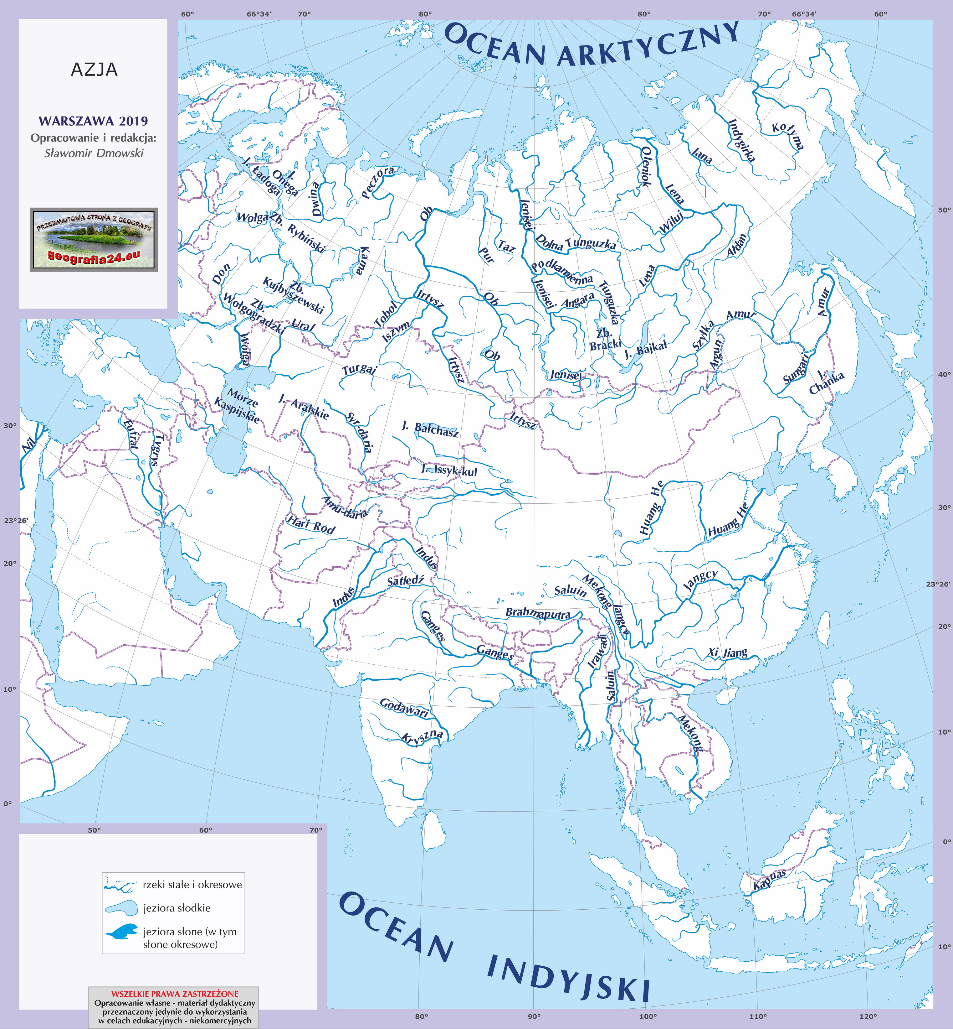 Mapa Konturowa Azji Z Rzekami Rzeki Azji Mapa | Mapa Przystanków