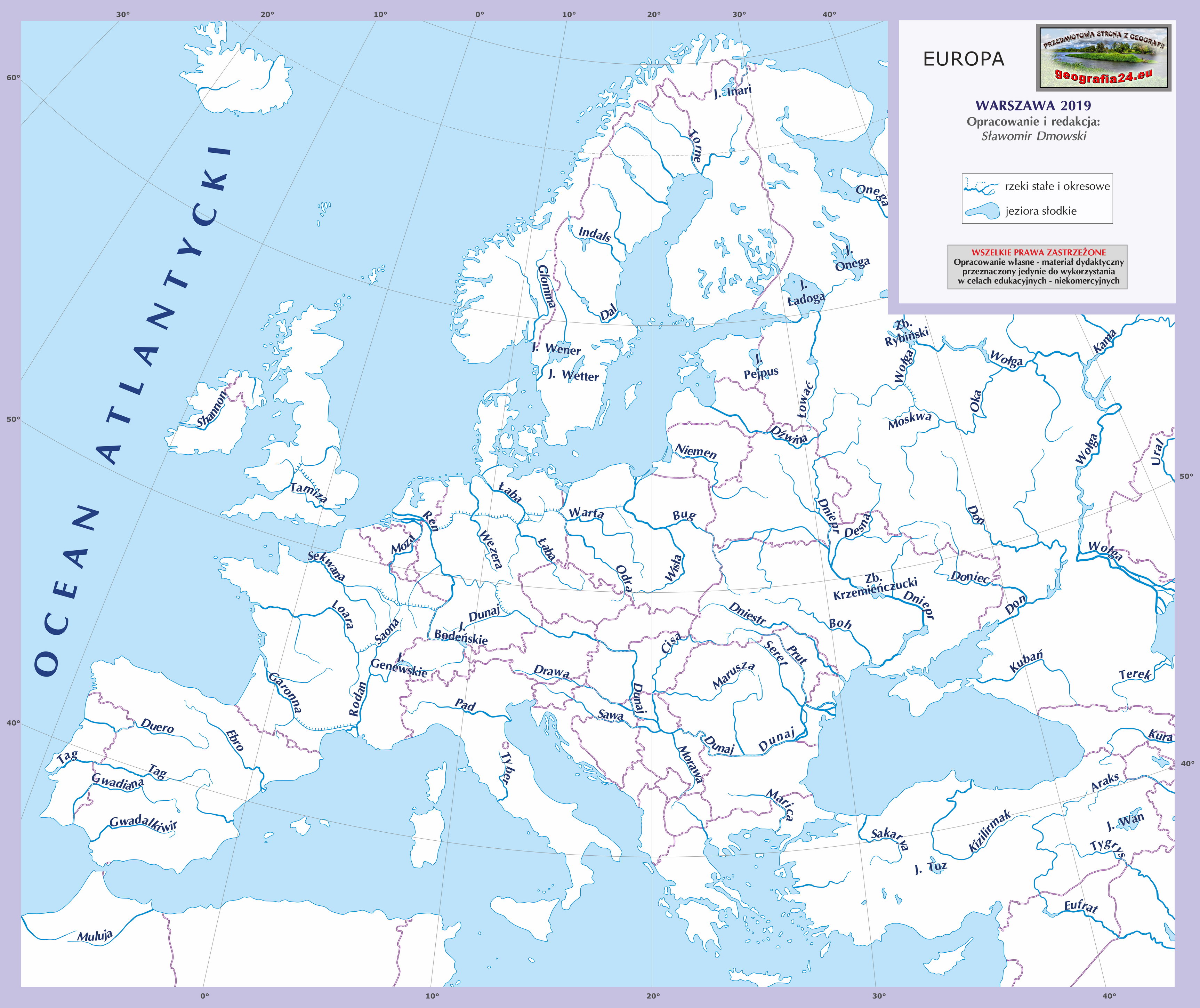 mapa europy z nazwami rzek Przedmiotowa Strona Z Geografii mapa europy z nazwami rzek