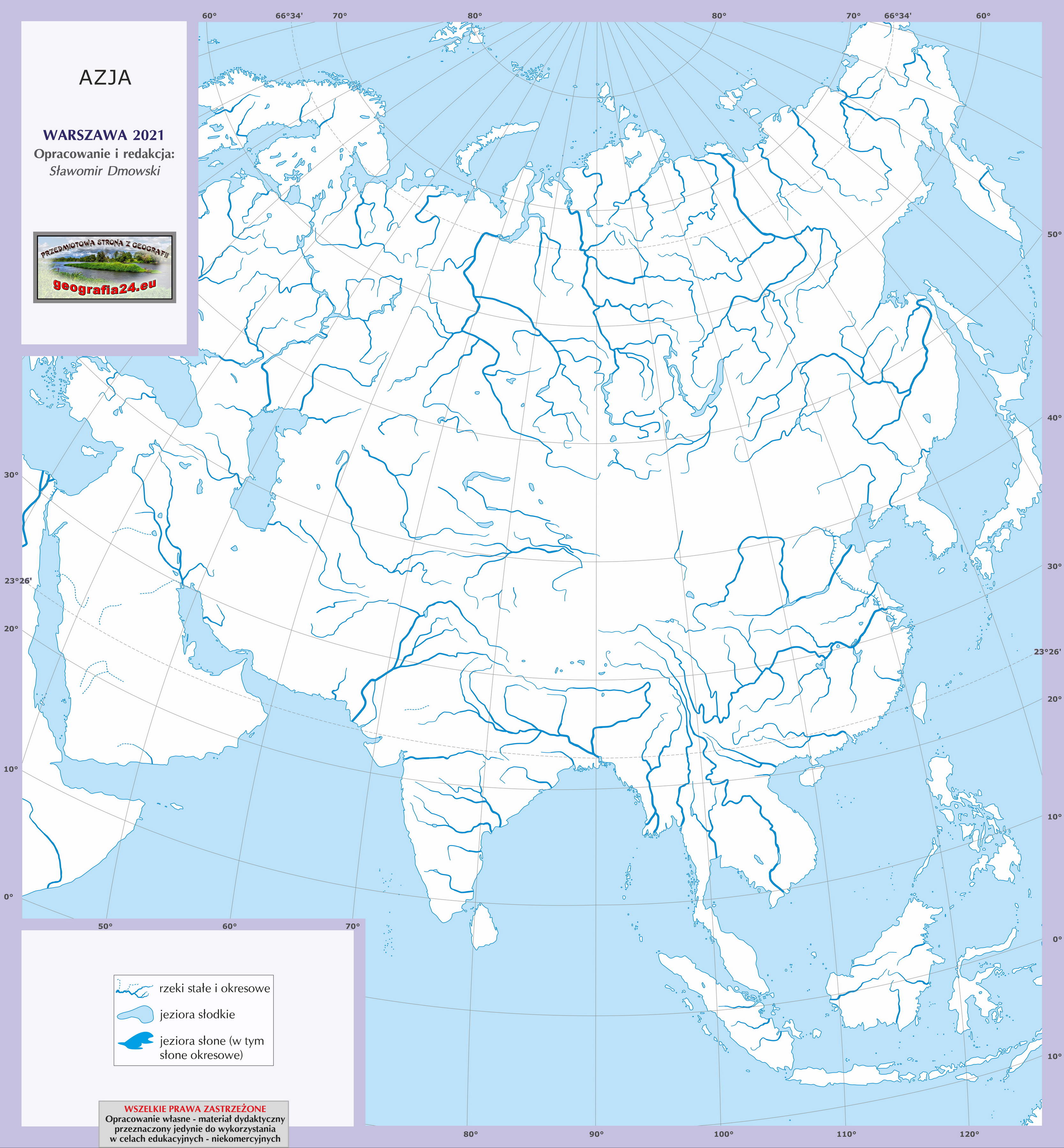 Mapa Konturowa Azji Z Rzekami Konturowa Mapa Azji Z Rzekami - Margaret Wiegel