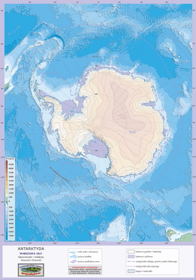 Mapa Fizyczna Świata - ćwiczebna, konturowa - hipsometria - Antarktyda