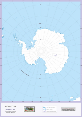Mapa Fizyczna Świata - ćwiczebna, konturowa - z hydrografią - Antarktyda