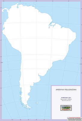 Mapa Fizyczna Świata - ćwiczebna, konturowa - Ameryka Południowa