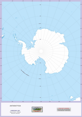 Mapa Fizyczna Świata - ćwiczebna, konturowa - Antarktyda