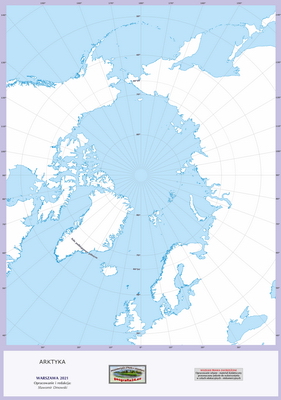 Mapa Fizyczna Świata - ćwiczebna, konturowa - Arktyka