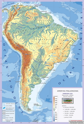 Mapa Fizyczna Świata - wersja dla maturzystów (A4) - Ameryka Południowa