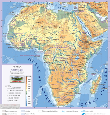Mapa Fizyczna Świata - wersja dla maturzystów (A4) - Afryka