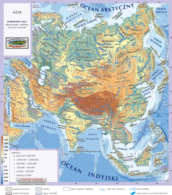 Mapa Fizyczna Świata - wersja dla maturzystów (A4) - Azja