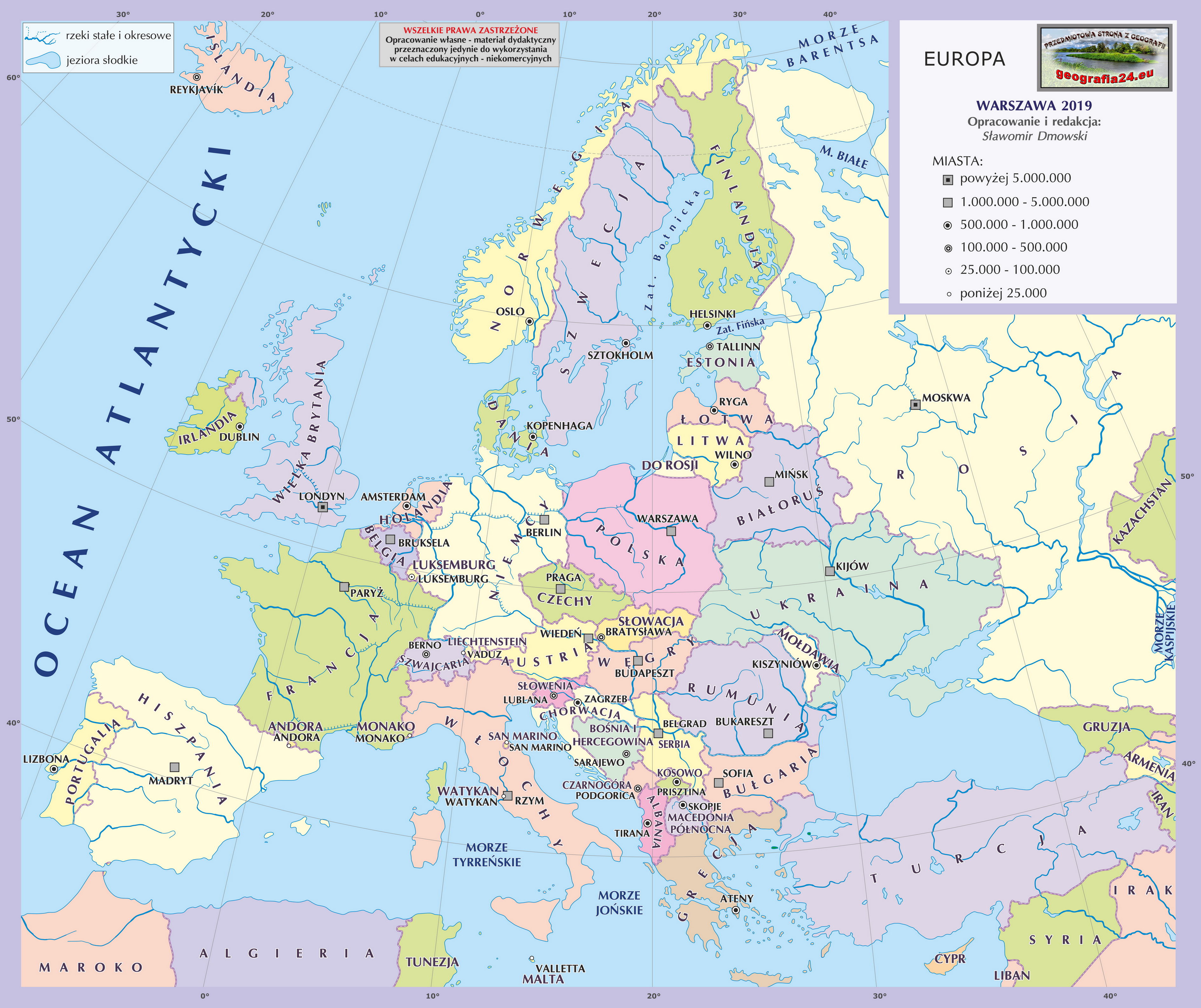 Mapa Polityczna Europy I Azji Stolicami Mapa Polityczna Europy