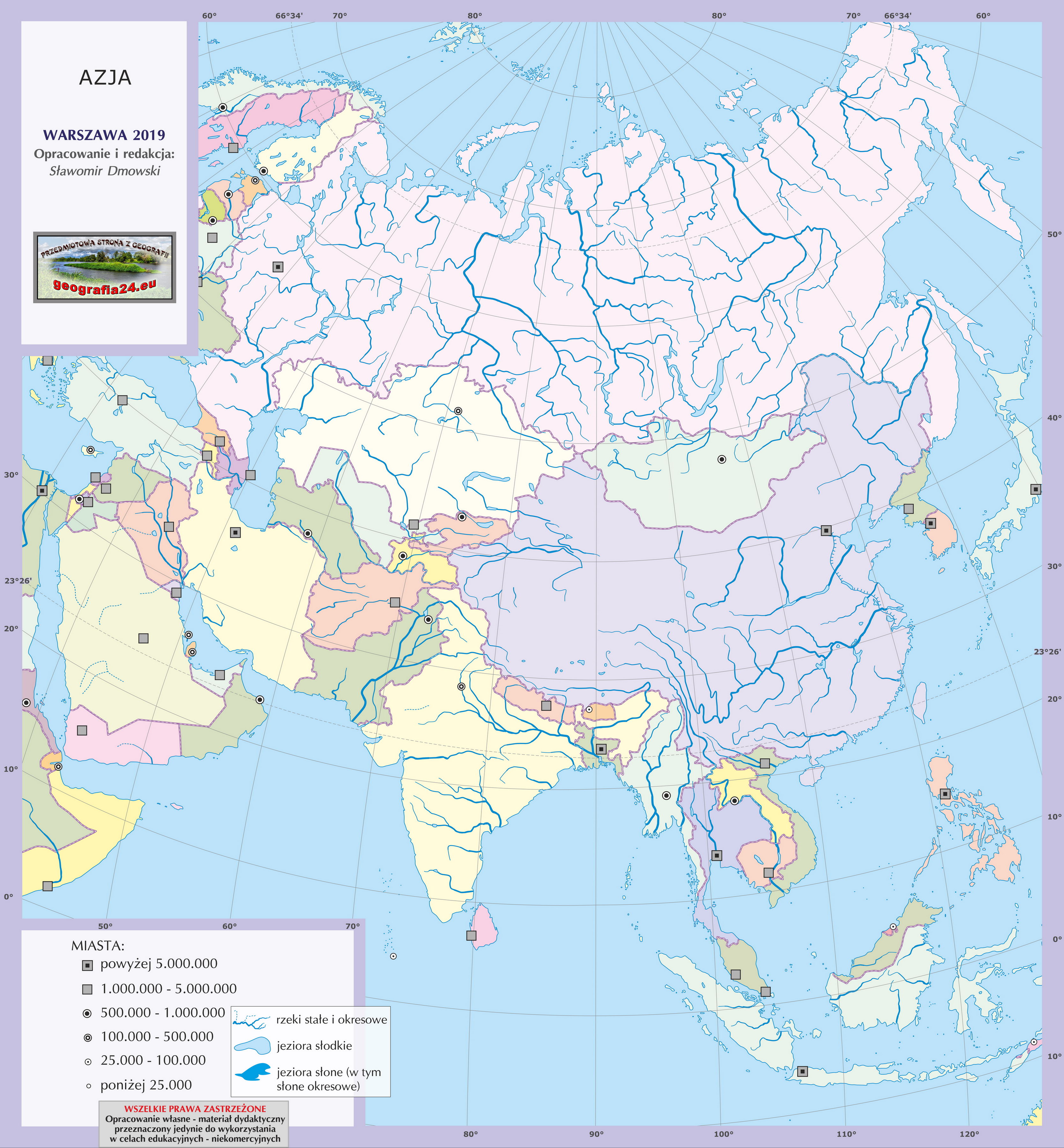 Mapa Konturowa Azji Z Rzekami Mapa Konturowa Azji Ze Stolicami - Mapa Polski