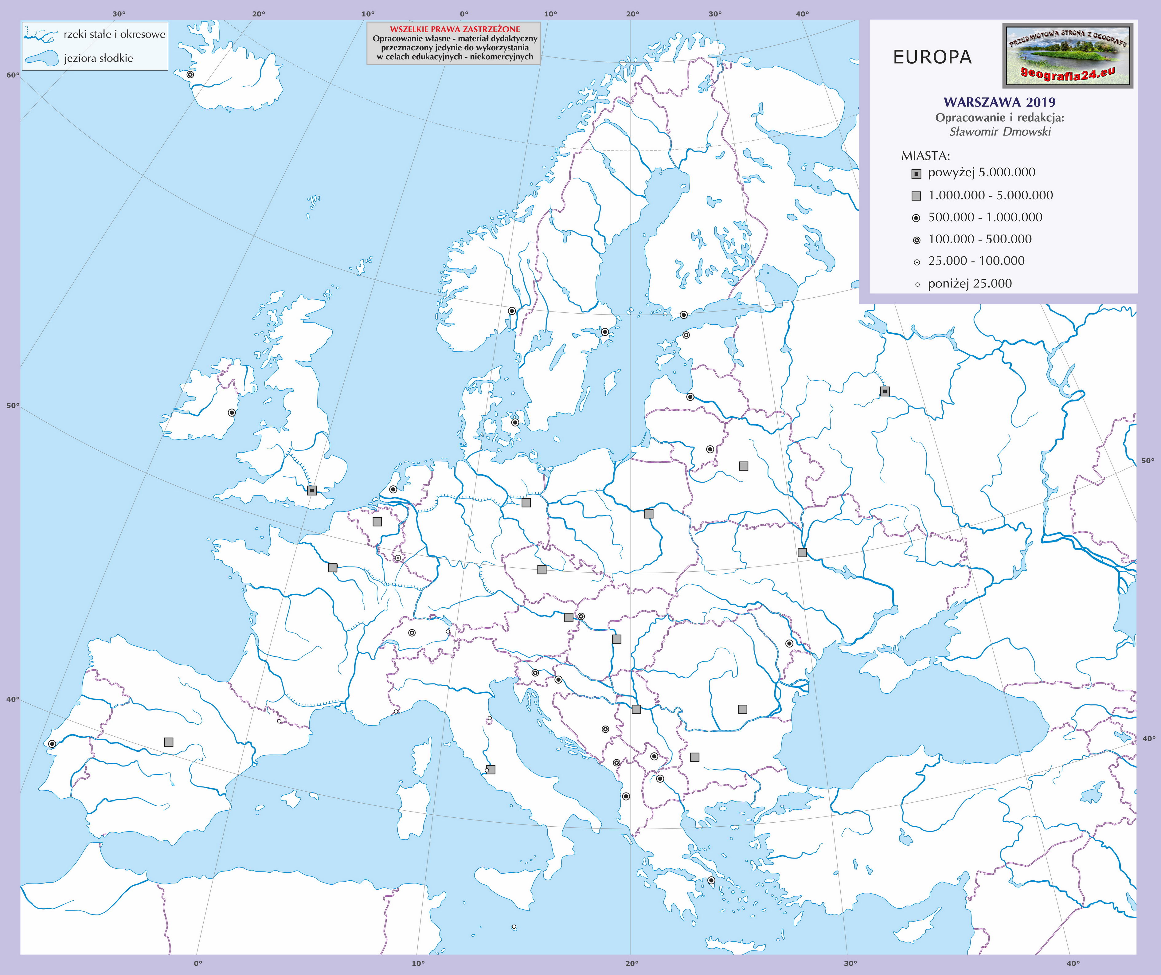 Mapa Konturowa Europy Z Nazwami Państw Mapa Polityczna Europy Do Druku A4