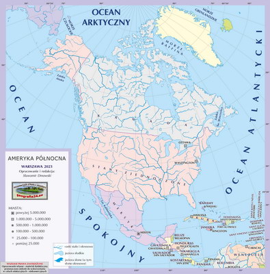Mapa polityczna świata - Ameryka Północna
