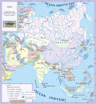 Mapa polityczna świata - Azja