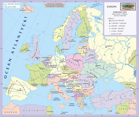 Mapa polityczna świata - Europa