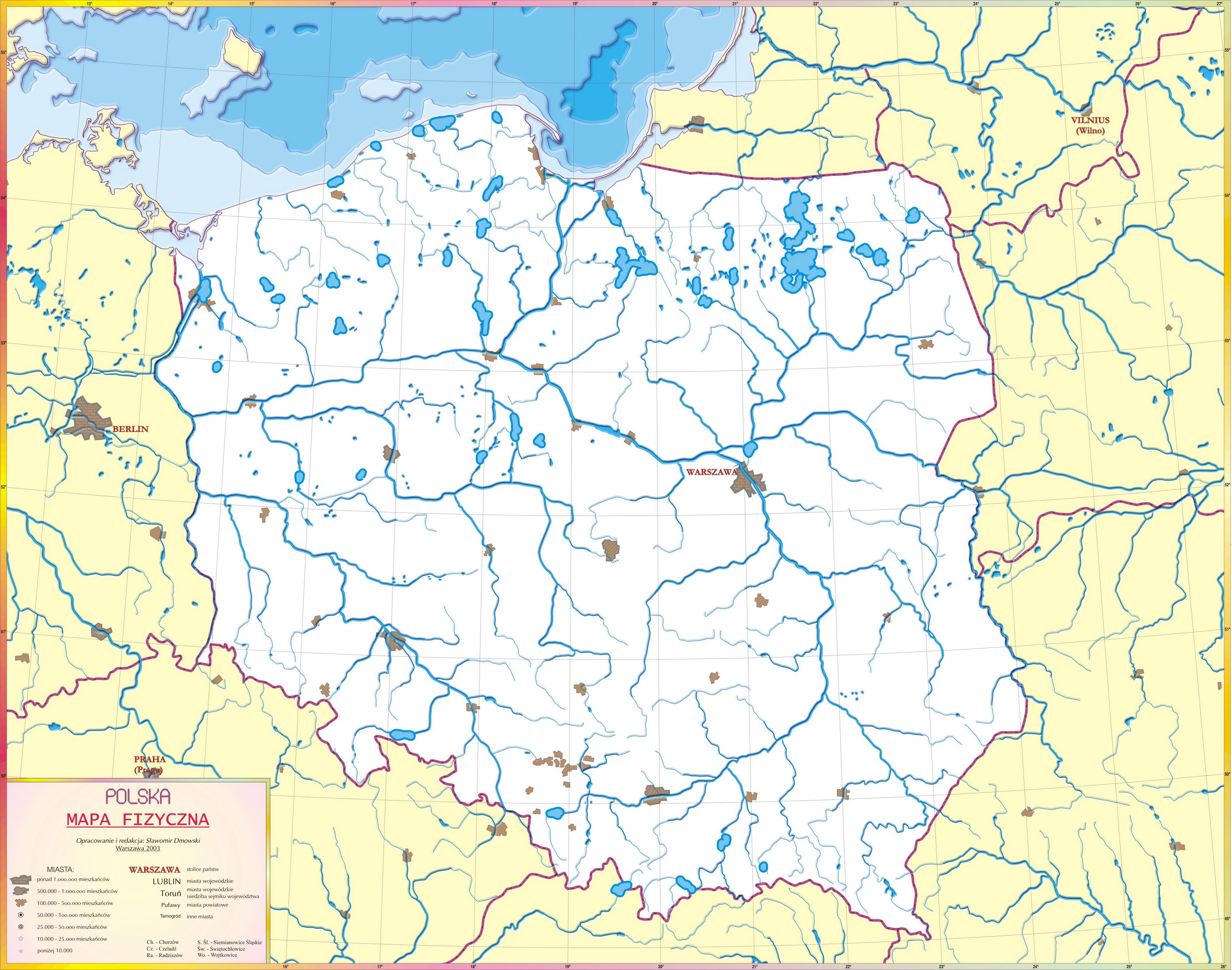 Rzeki W Polsce Mapa Konturowa Mapa Polski Rzeki Geograficzna