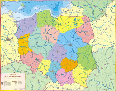 MAPA ADMINISTRACYJNA POLSKI (WOJEWÓDZTWA I ICH STOLICE, WAŻNIEJSZE MIASTA POLSKI)