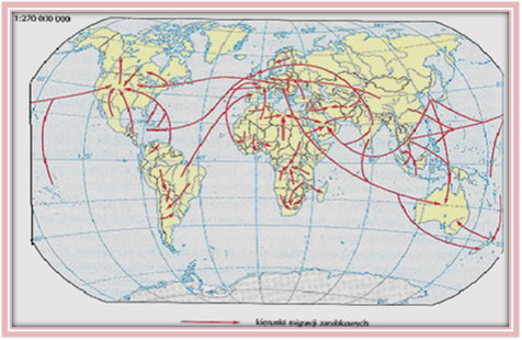 Główne kierunki współczesnych międzynarodowych  migracji zarobkowych